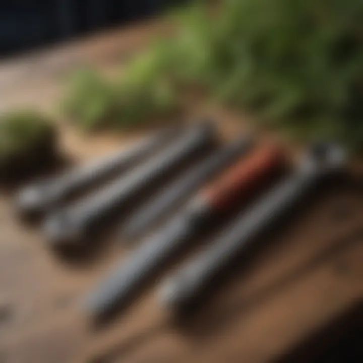 Essential tools for effective branch trimming displayed on a wooden table.