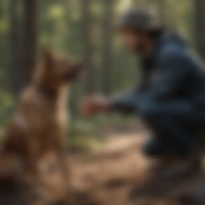 A close-up of a dog interacting playfully with a caretaker, highlighting animal welfare