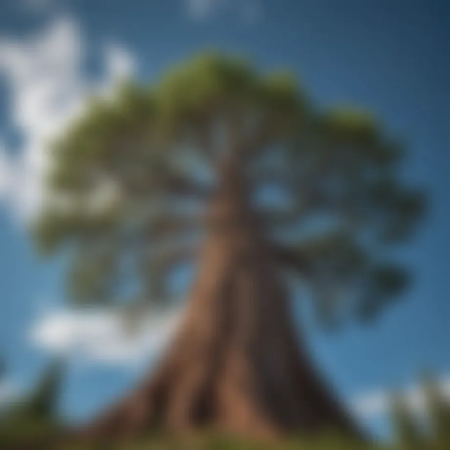 A majestic cedar tree towering against a clear blue sky