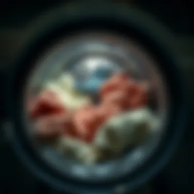 Illustration of a dryer drum with wet clothes inside