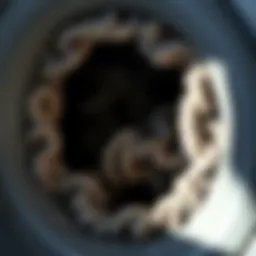A close-up of a dryer vent showing lint buildup