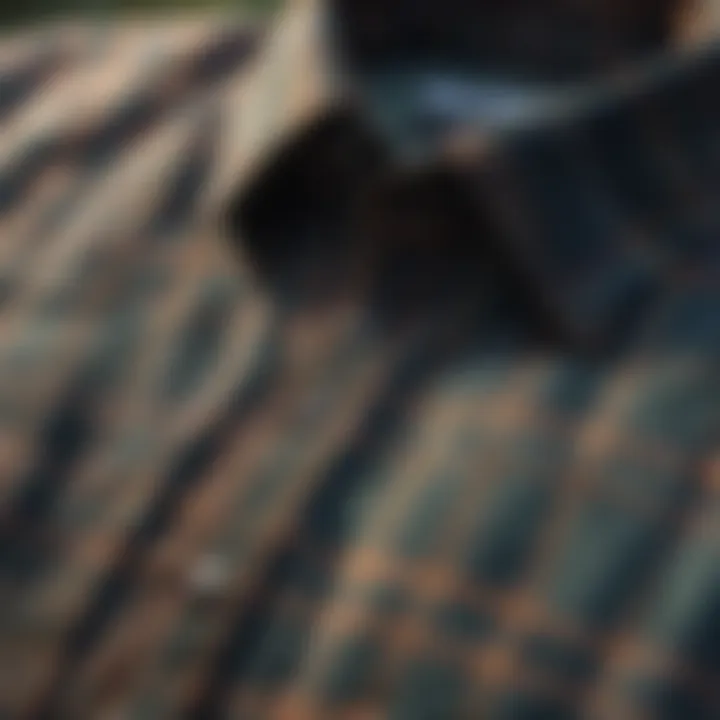 Close-up of a flannel shirt emphasizing craftsmanship and quality