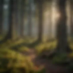 A vibrant forest landscape showcasing diverse tree species