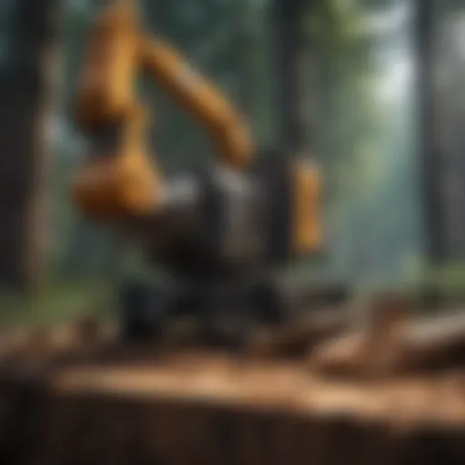 A close-up view of a bark chipper in action, showcasing its cutting mechanism.