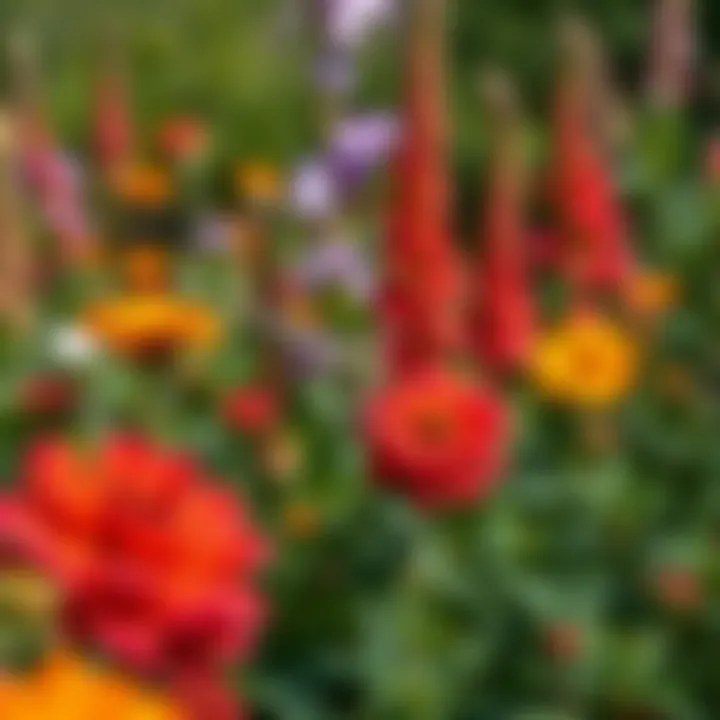Diverse garden showcasing a variety of flowering plants for hummingbirds