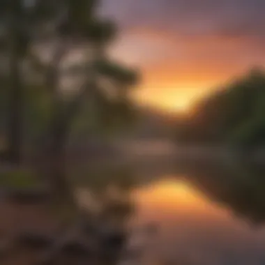 A panoramic view of a Nebraska state park with vibrant sunsets over the lake.