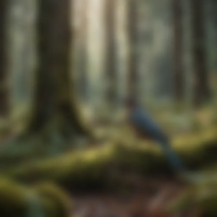 A serene forest scene highlighting the diverse habitats of bird species in the Pacific Northwest.