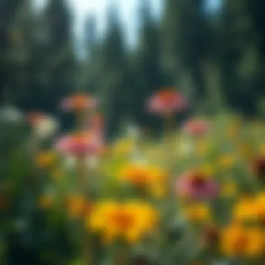 A diverse garden featuring blanket flowers among other plant species
