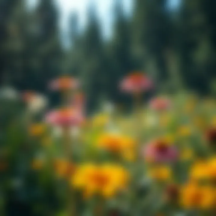 A diverse garden featuring blanket flowers among other plant species
