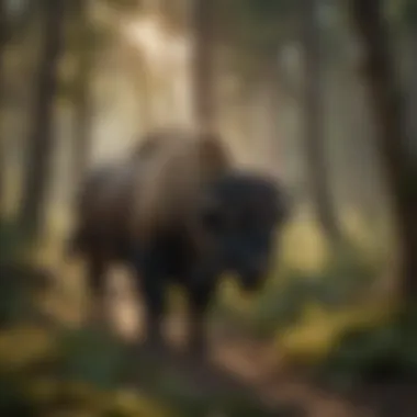 Buffalo in a Forest Ecosystem Scenic view of buffalo in a forested area