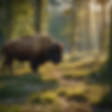 Grazing Patterns and Ecological Impact Close-up of buffalo grazing in a natural habitat