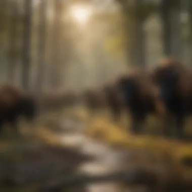 Herd Dynamics and Ecosystem Interaction A herd of buffalo interacting with their environment