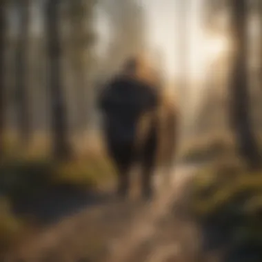 Tracking Buffalo for Conservation Efforts A conservationist studying buffalo tracks in the wild.