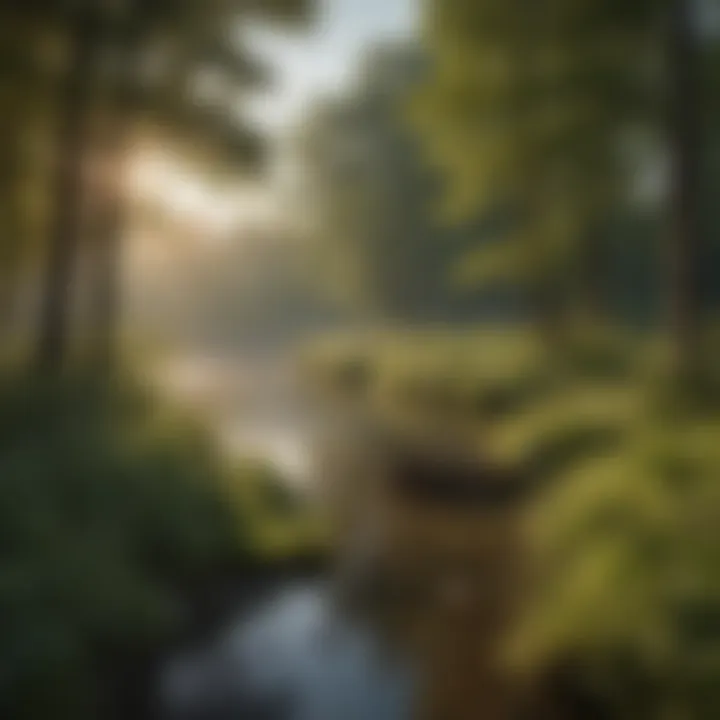 A picturesque landscape showcasing a restored buffalo habitat.