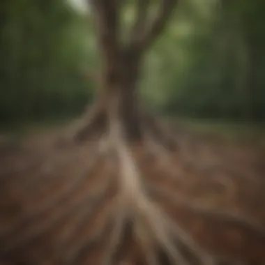 Healthy root system of a mature dogwood tree ready for planting