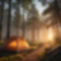 A stunning view of a national park campsite at sunrise