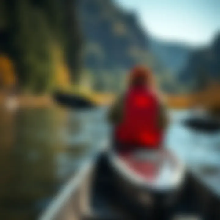 Paddlers practicing safety measures on a canoe