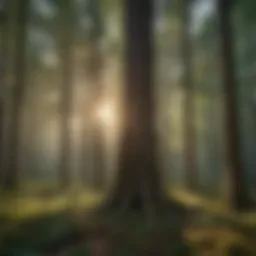 A dense forest showcasing diverse tree species