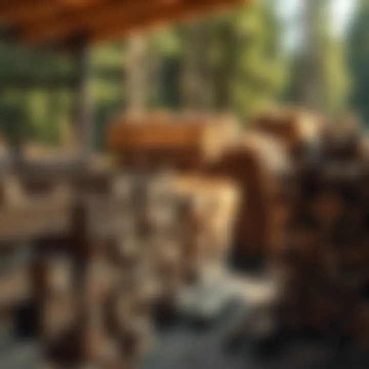 Cedar lumber stacked in a sustainable lumberyard