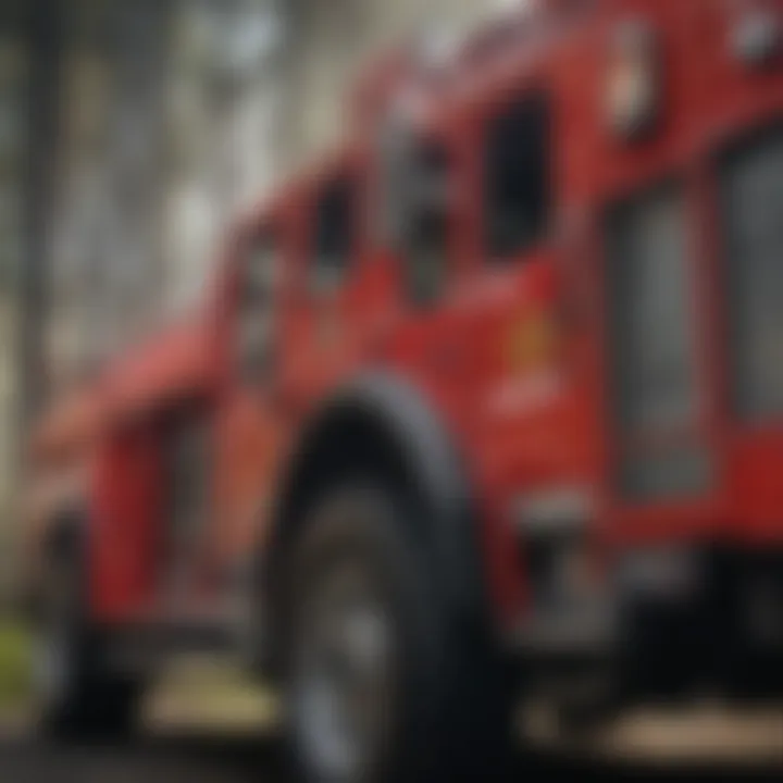 Close-up of firefighting equipment on a wildland fire truck