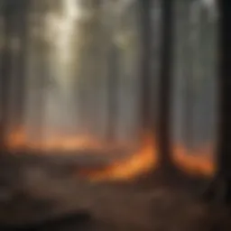 A vibrant forest area before and after controlled burn.