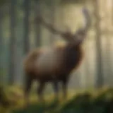 A majestic elk standing in a lush forest