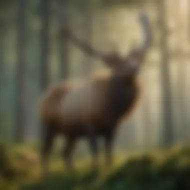 Majestic Elk in a Natural Habitat A majestic elk standing in a lush forest