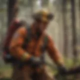 Wildland firefighter during forest operation
