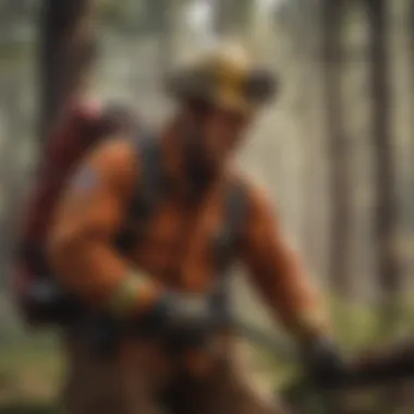 Wildland firefighter during forest operation