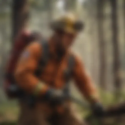 Wildland firefighter during forest operation