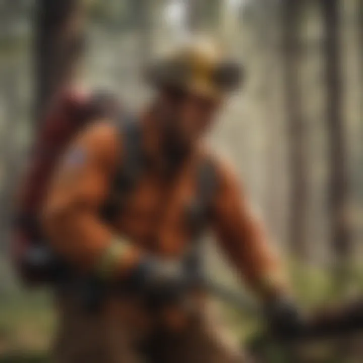 Wildland firefighter during forest operation