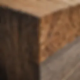 Close-up view of ground contact pressure treated lumber showcasing its texture and color