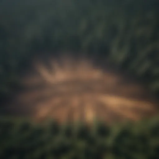 Aerial view of deforested land revealing the impact of logging.