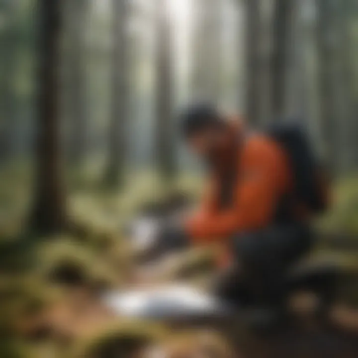 Conservationists conducting research in the nature reserve