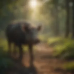 A serene landscape showcasing the impact of feral hogs on native vegetation.