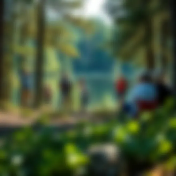 Visitors engaging in recreational activities surrounded by natural beauty at Cove Lake State Park