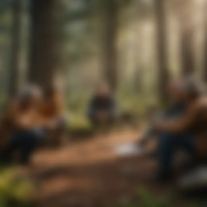 A group discussion among volunteers about forest management