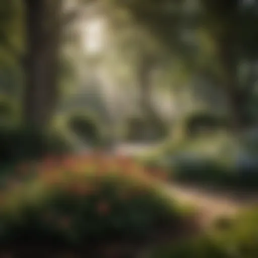 A tranquil memorial garden with blooming flowers