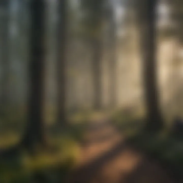 A community gathering at a fundraising event in a forest setting.