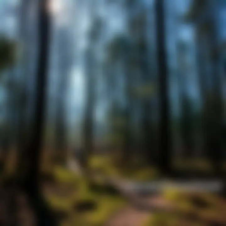 A serene woodland scene with a trail