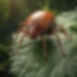 Close-up of a tick on a leaf