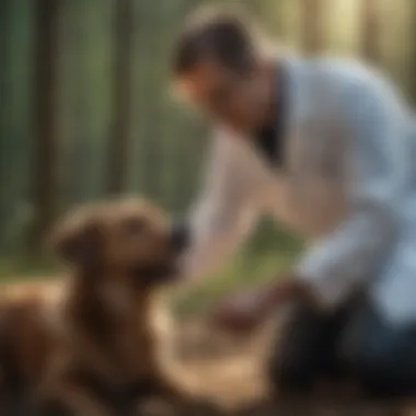 Veterinarian examining a dog's health