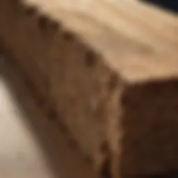 Close-up view of sustainable lumber showcasing its grain and texture