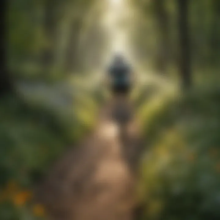 Cyclists enjoying a trail amidst wildflowers