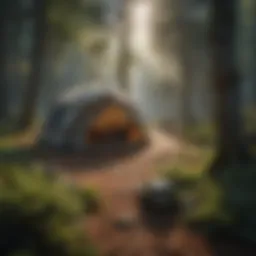 Tranquil campsite nestled in a lush forest