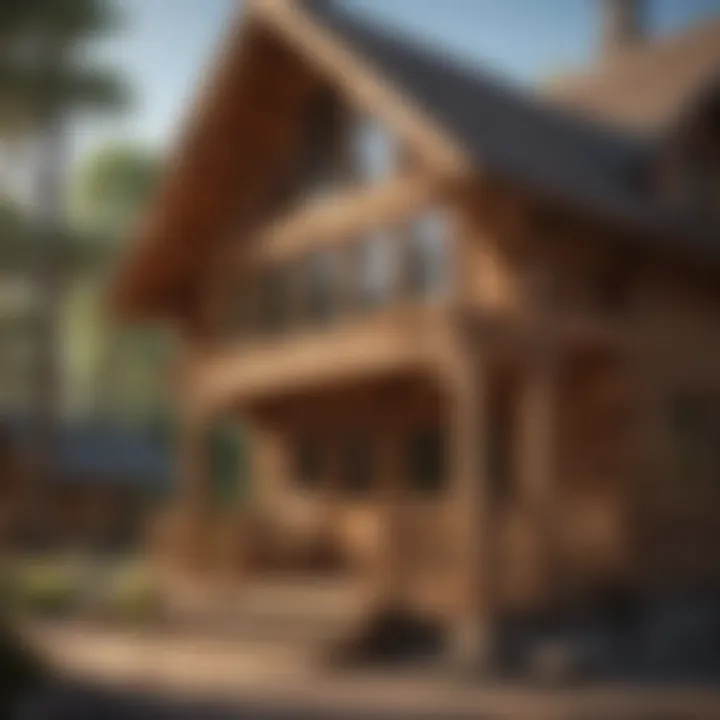 Architectural details of a traditional log cabin highlighting craftsmanship