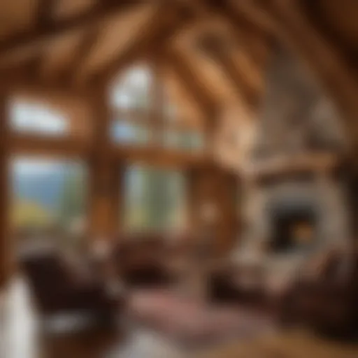Stunning log home nestled in the Colorado mountains showcasing natural materials