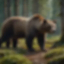 A serene landscape showcasing bears in their natural habitat