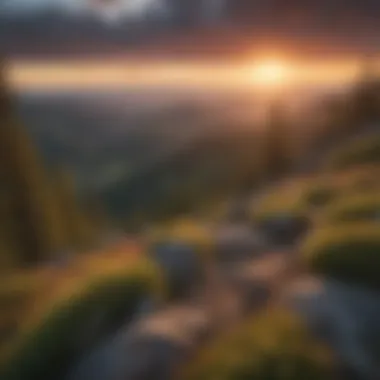 Breathtaking sunset view from a mountain ridge in Oregon