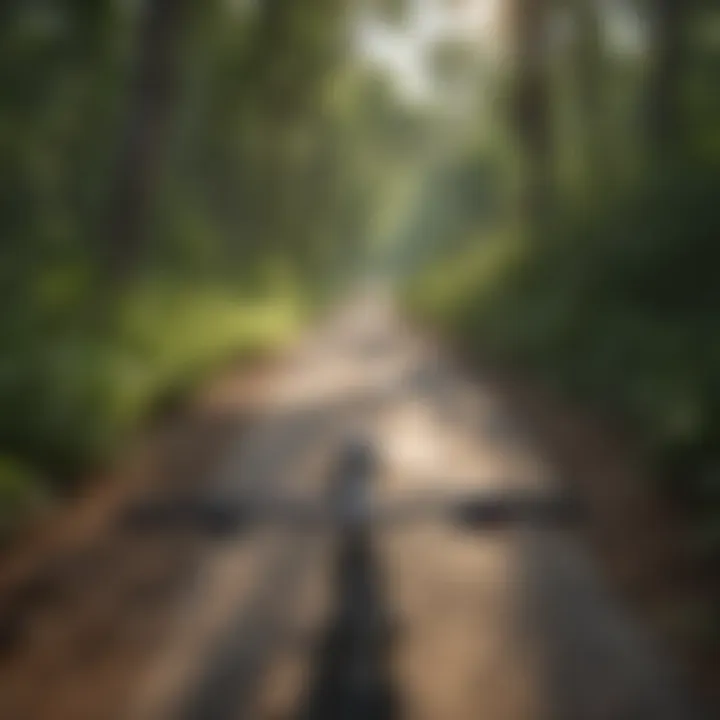 Close-up of trail conditions indicating a well-maintained biking path amidst natural surroundings.